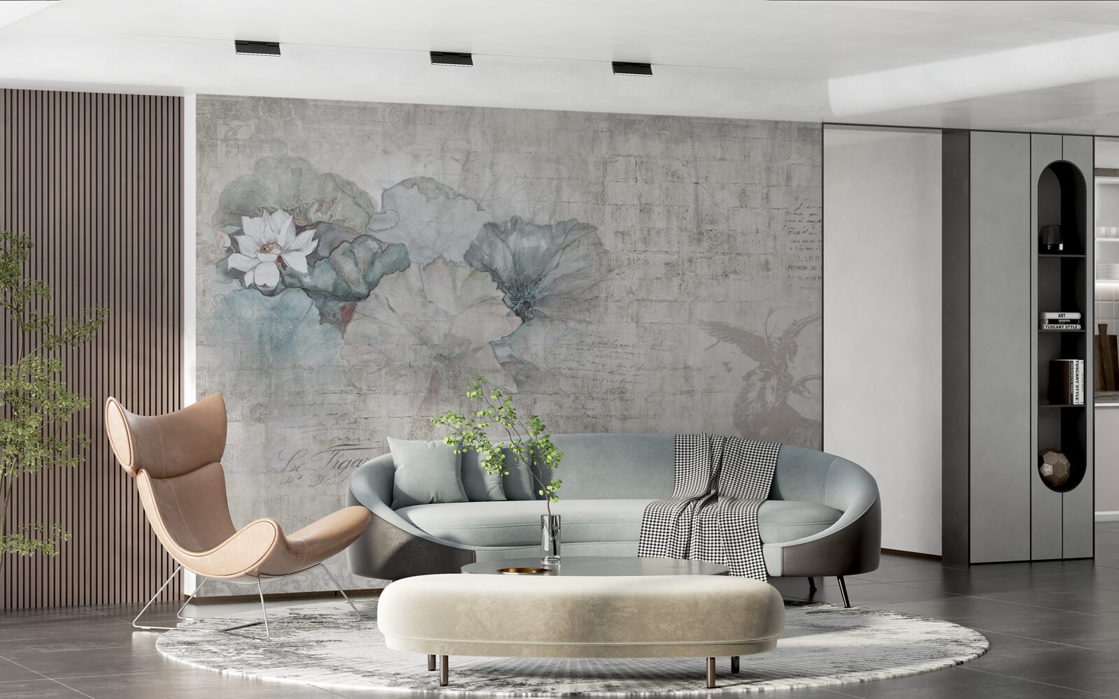 Fototapeta akvarel jeleňa a modré kvety