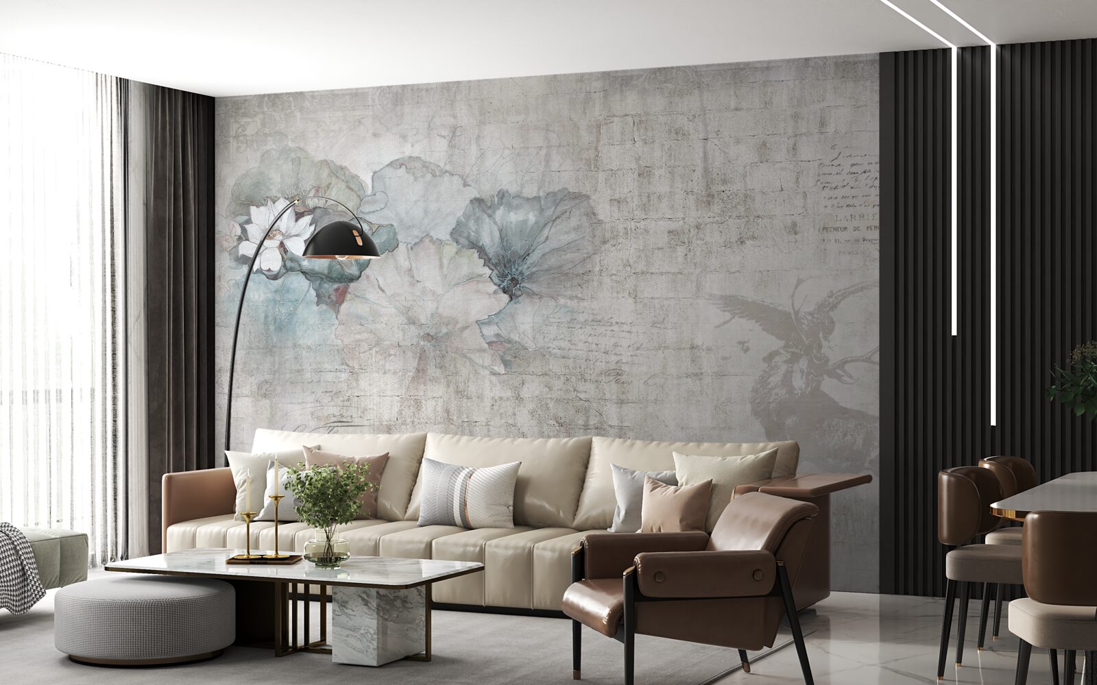 Fototapeta akvarel jeleňa a modré kvety