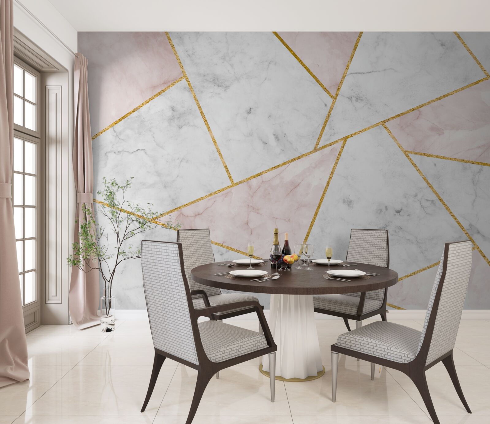 Fototapeta sivý mramor s rovnomernými uhlami