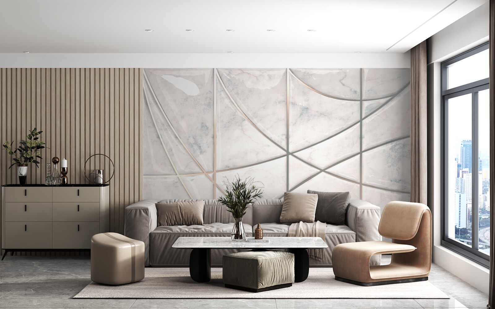 Fototapeta hladké a vyhladené krivky sú umiestnené na svetlom pozadí