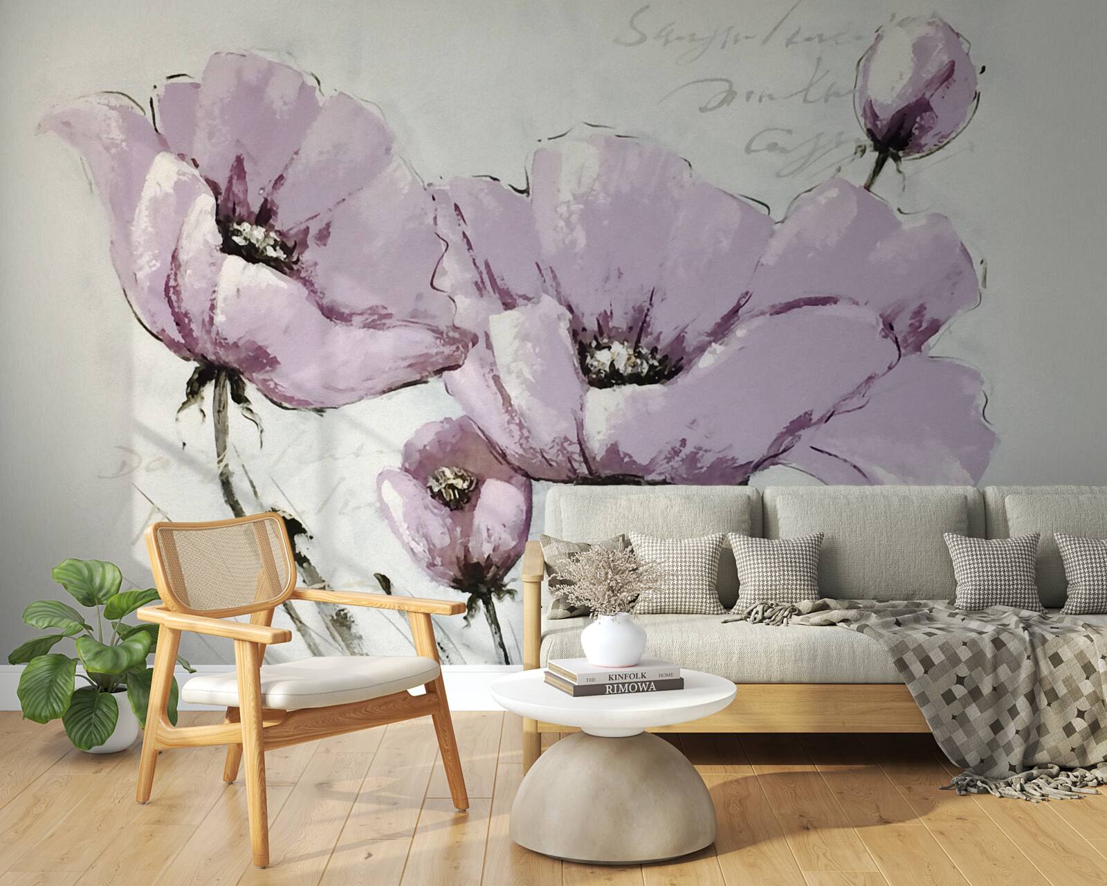 Fototapeta záhon s letnými makmi v lila farbe