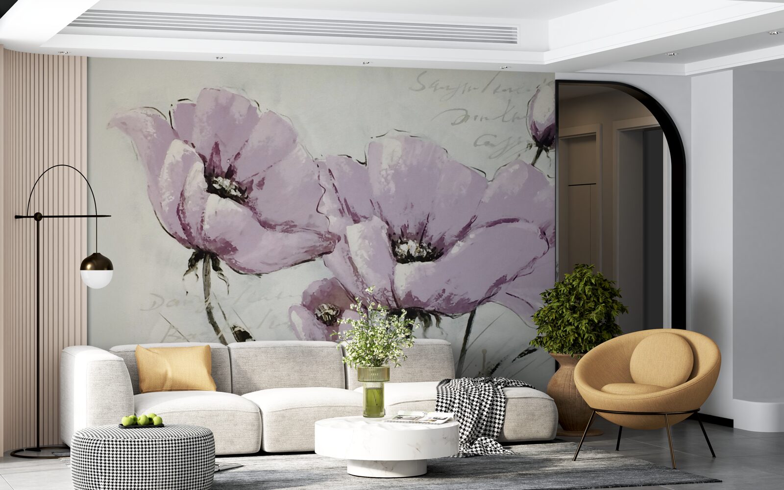 Fototapeta záhon s letnými makmi v lila farbe