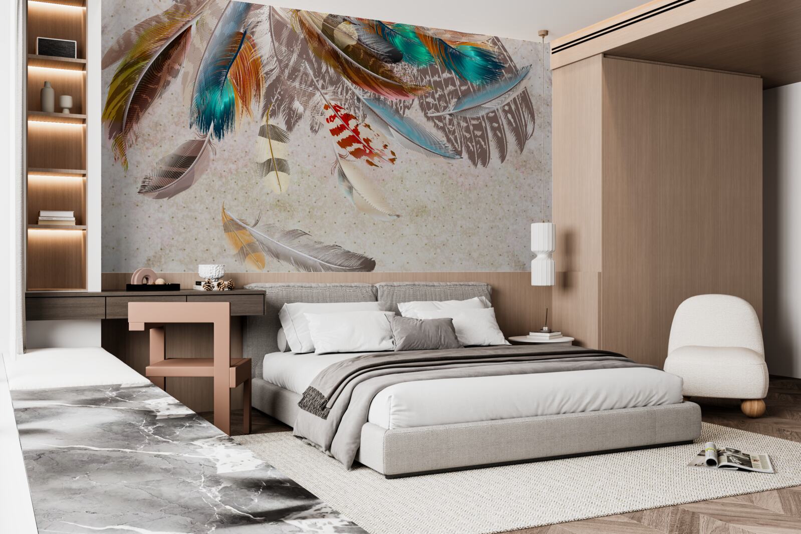 Fototapeta padajúce rôznofarebné perie