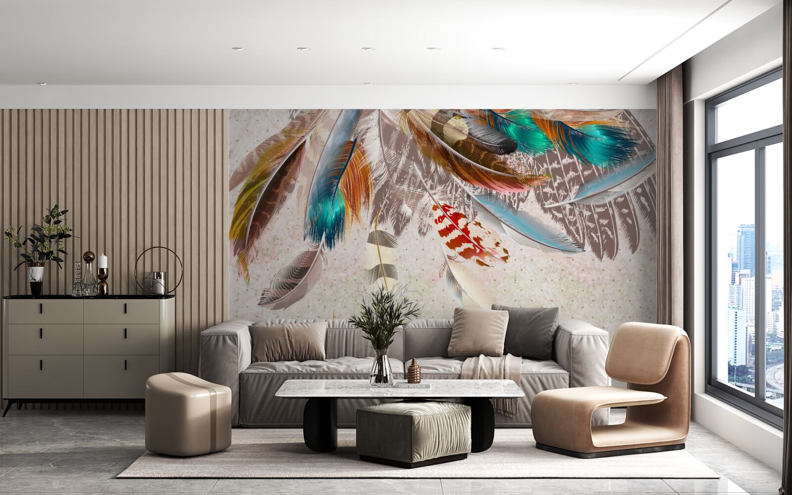 Fototapeta padajúce rôznofarebné perie