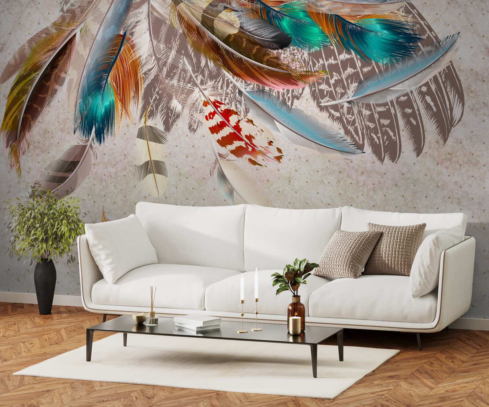 Fototapeta padajúce rôznofarebné perie