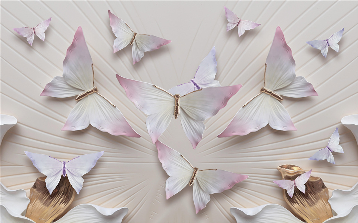 Fototapeta kŕdeľ motýľov stúpajúci k oblohe