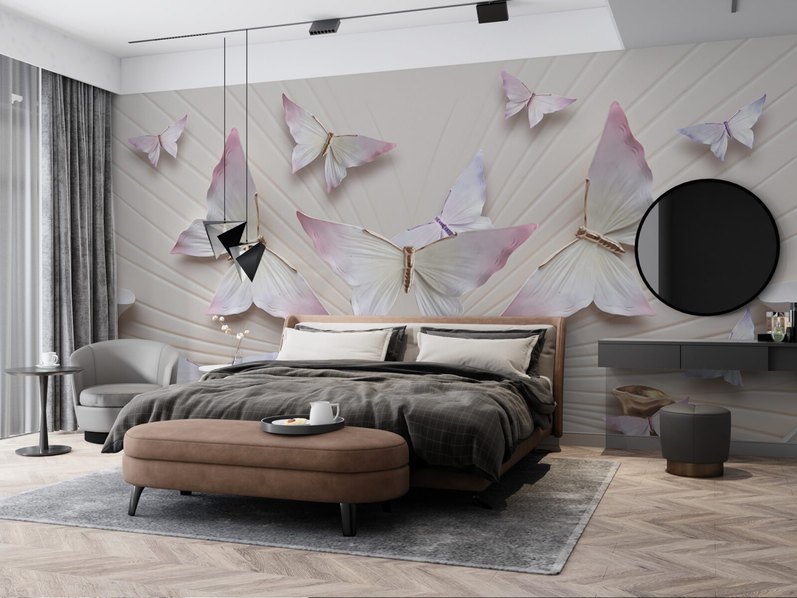 Fototapeta kŕdeľ motýľov stúpajúci k oblohe