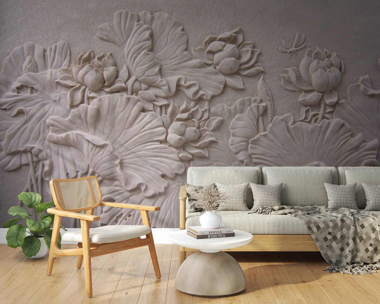 Fototapeta hlinený basreliéf zdobený obrázkami kvetov a rastlín