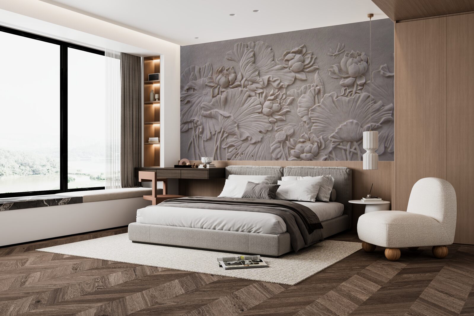 Fototapeta hlinený basreliéf zdobený obrázkami kvetov a rastlín