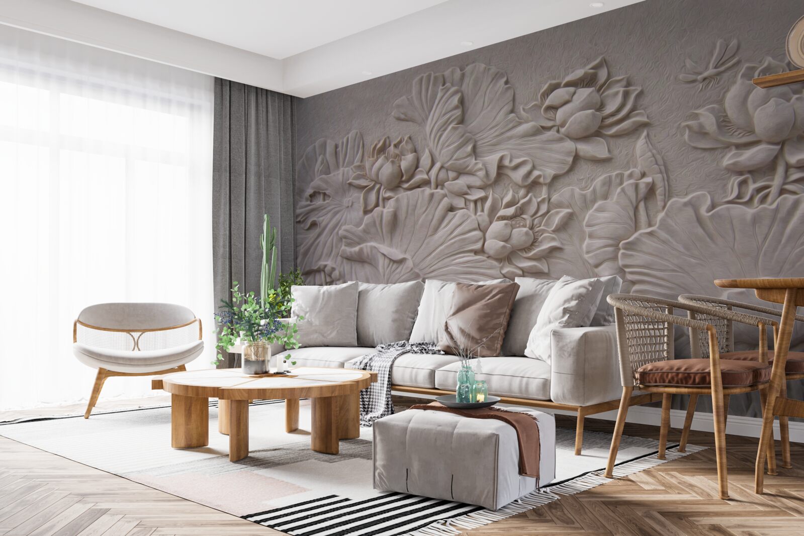 Fototapeta hlinený basreliéf zdobený obrázkami kvetov a rastlín