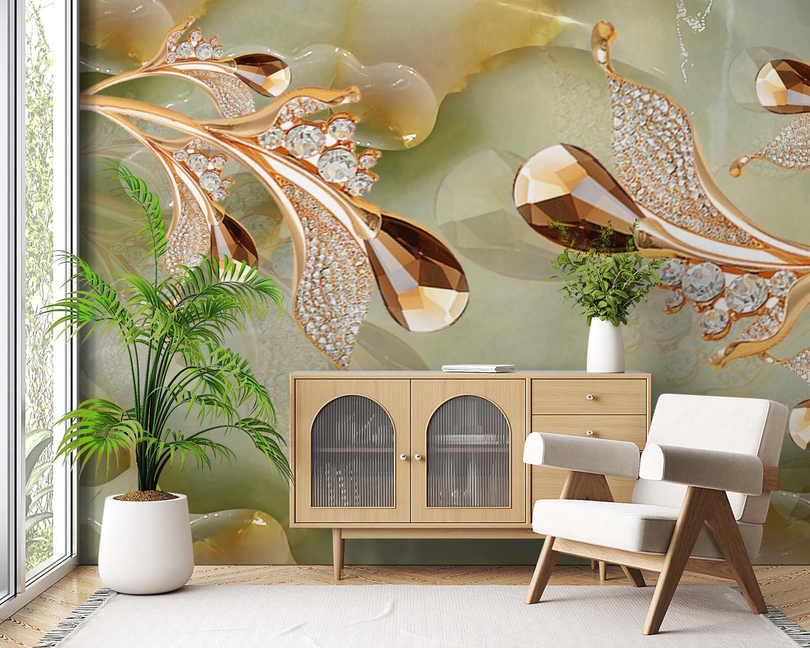 Fototapeta zdobené zlaté vetvičky