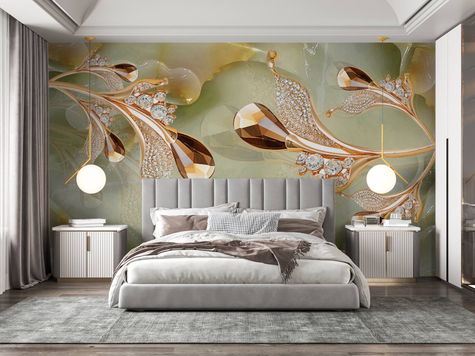 Fototapeta zdobené zlaté vetvičky