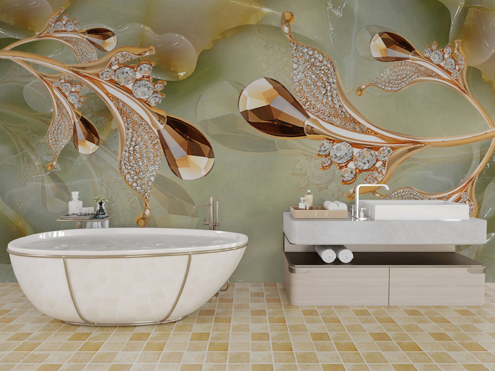 Fototapeta zdobené zlaté vetvičky