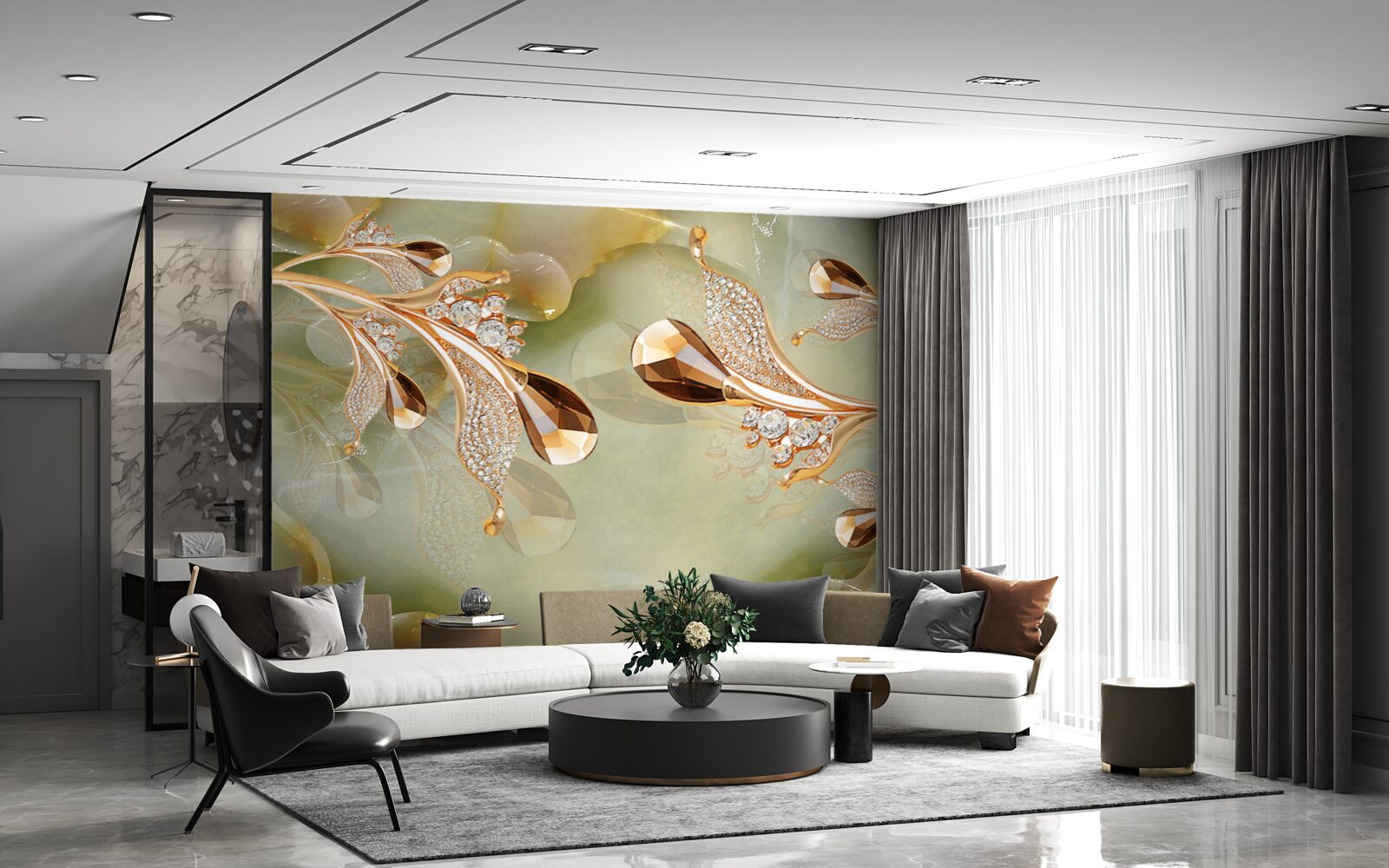 Fototapeta zdobené zlaté vetvičky