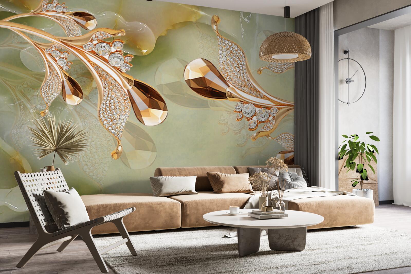 Fototapeta zdobené zlaté vetvičky