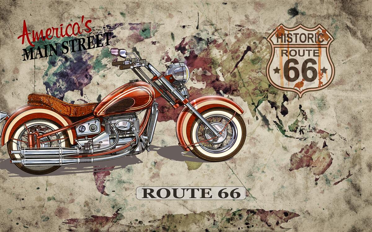 Fototapeta červená motorka na stene