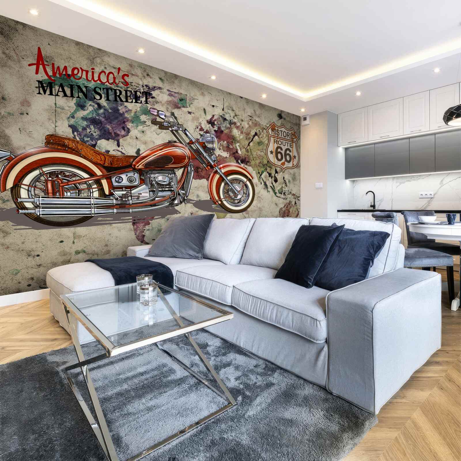 Fototapeta červená motorka na stene