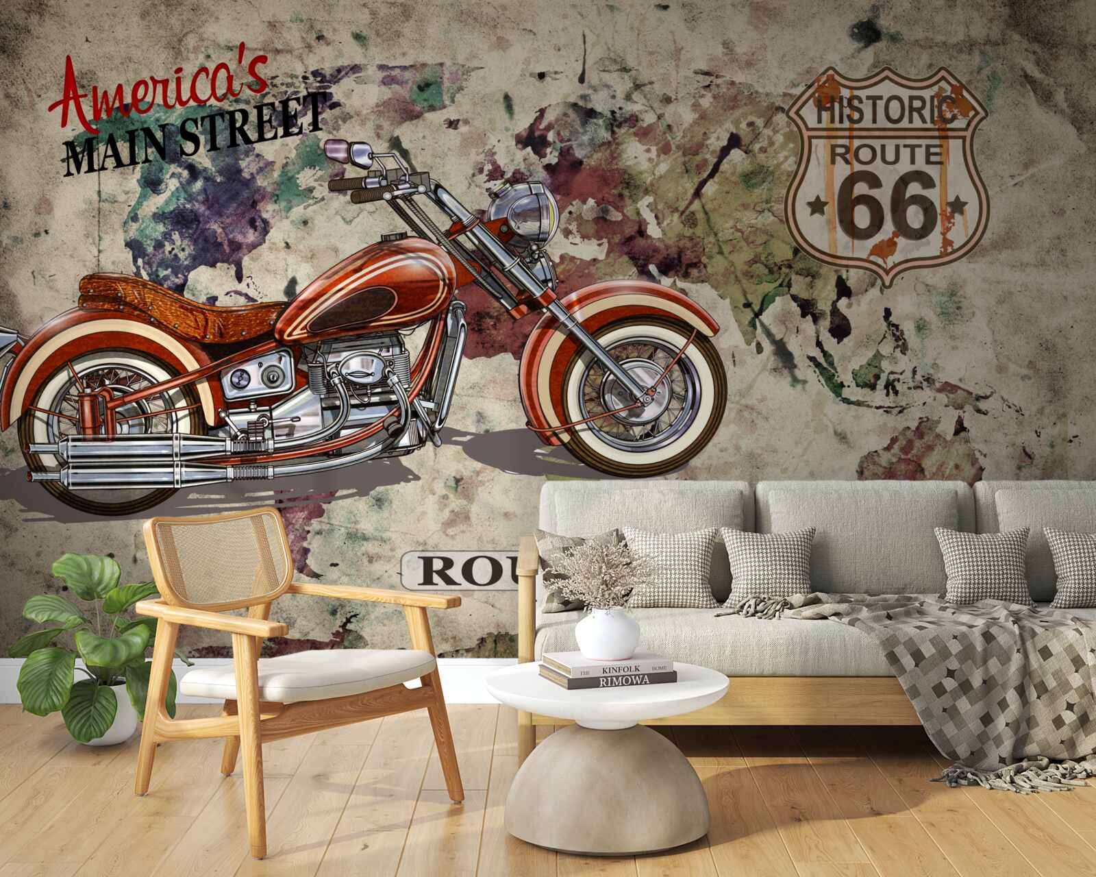 Fototapeta červená motorka na stene