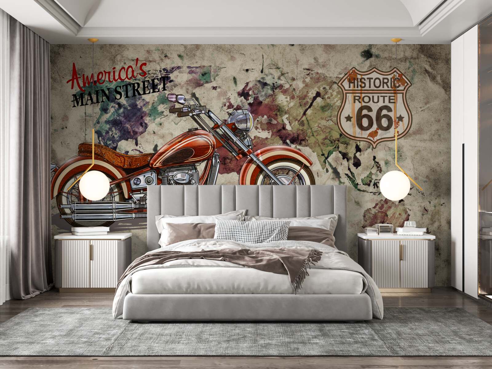 Fototapeta červená motorka na stene