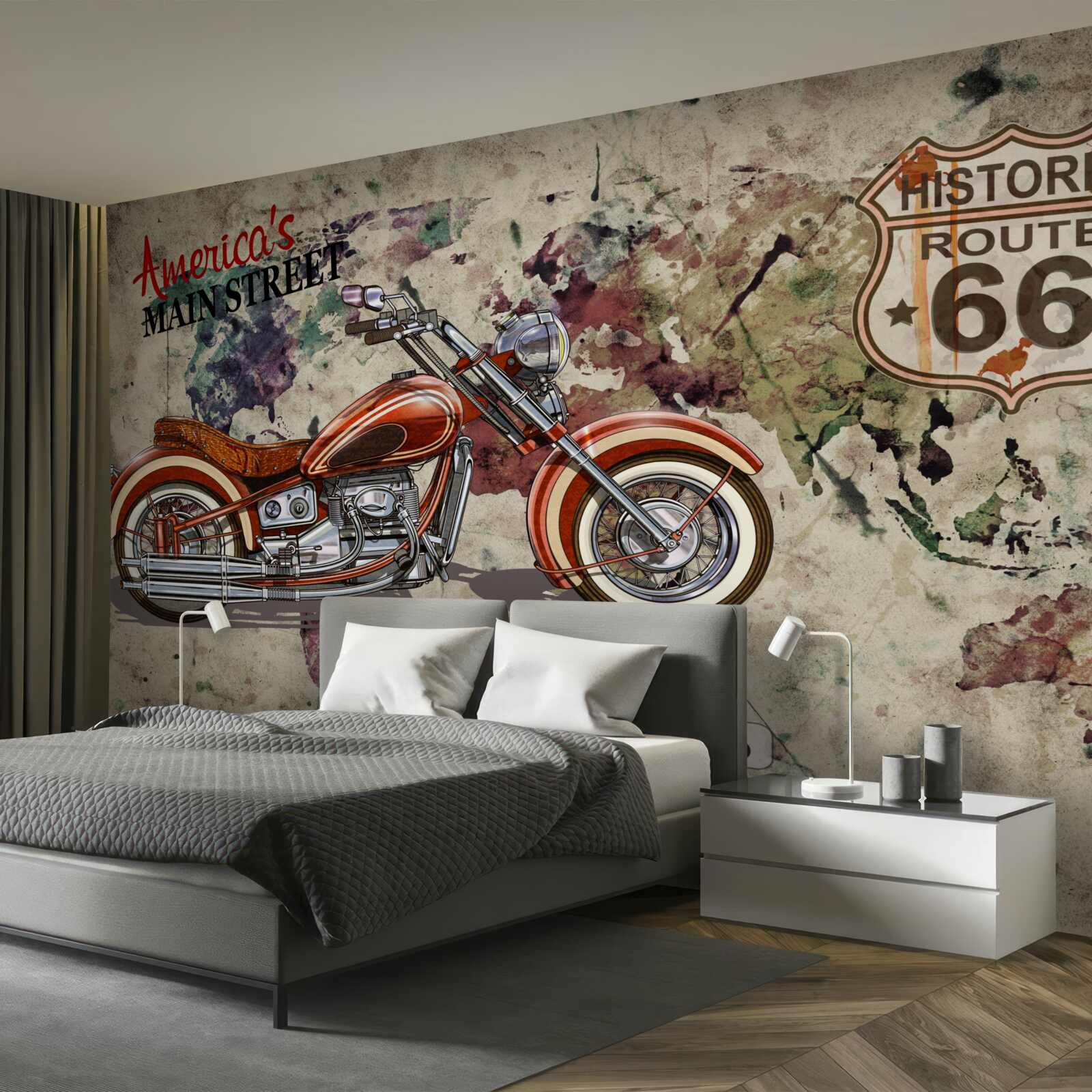 Fototapeta červená motorka na stene