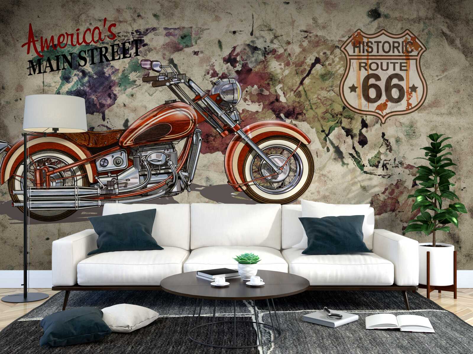 Fototapeta červená motorka na stene