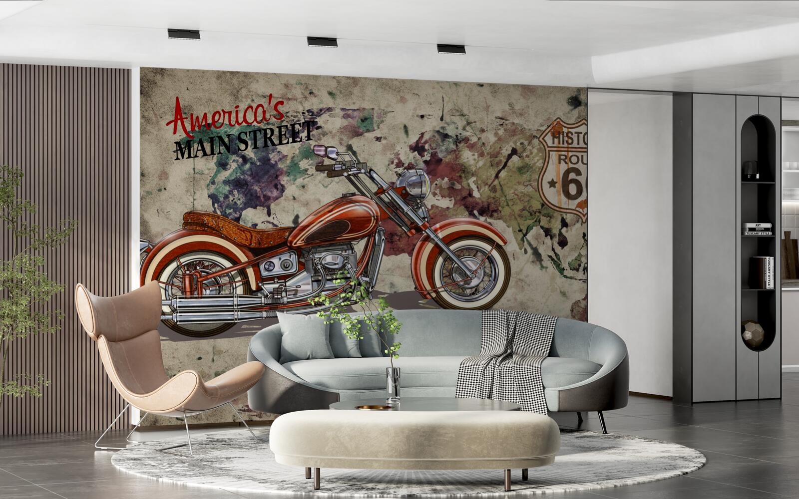 Fototapeta červená motorka na stene