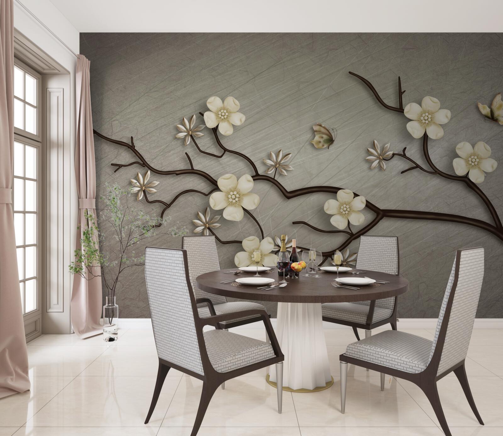 Fototapeta vetva magnólie kvitnúca bielymi kvetmi