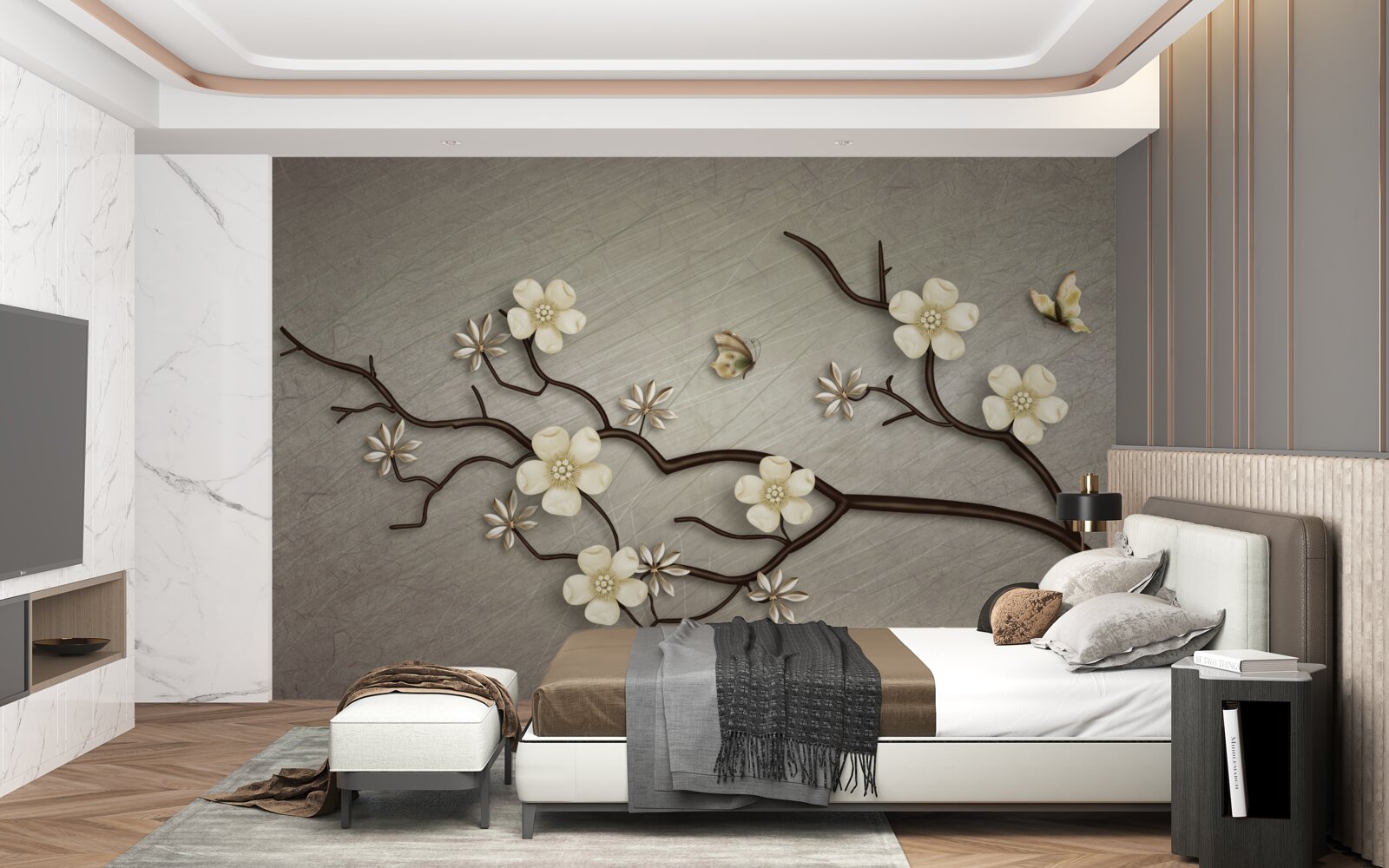 Fototapeta vetva magnólie kvitnúca bielymi kvetmi