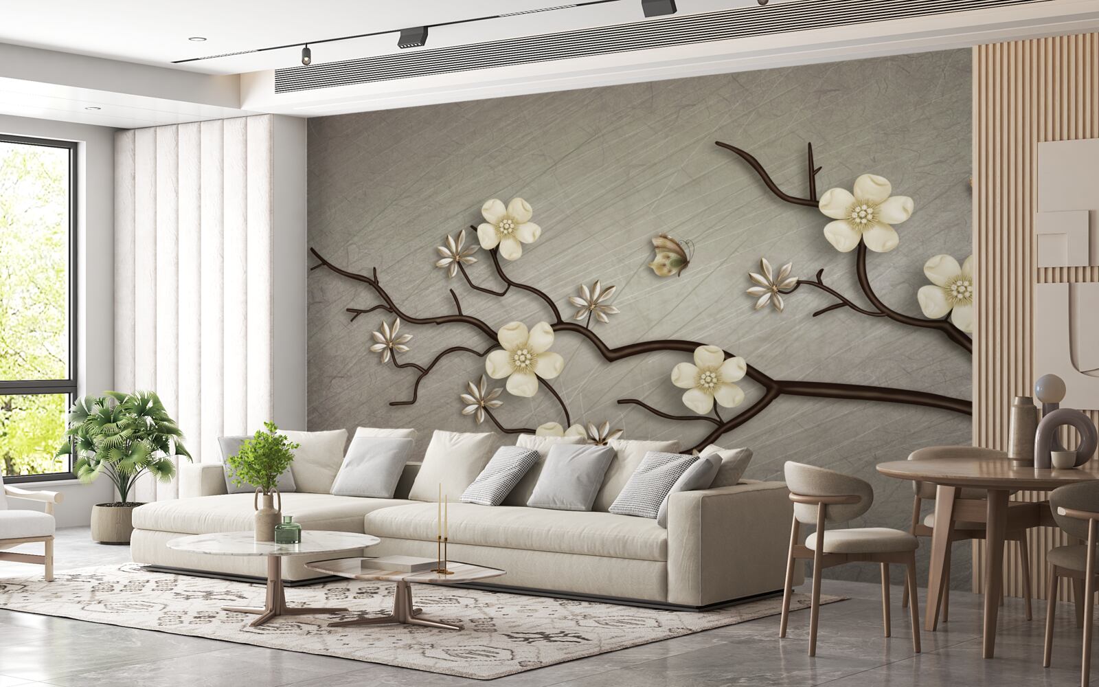 Fototapeta vetva magnólie kvitnúca bielymi kvetmi