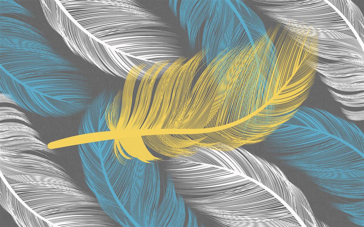 Fototapeta medzi bielou a svetlou vyniká zlaté pierko