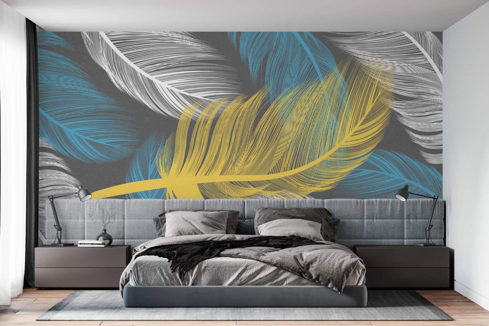 Fototapeta medzi bielou a svetlou vyniká zlaté pierko