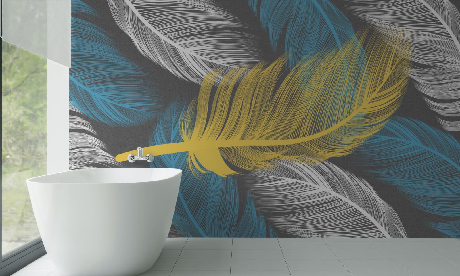 Fototapeta medzi bielou a svetlou vyniká zlaté pierko