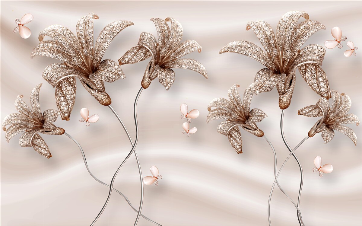 Fototapeta elegantné kvety ľalie na hodvábnom plátne