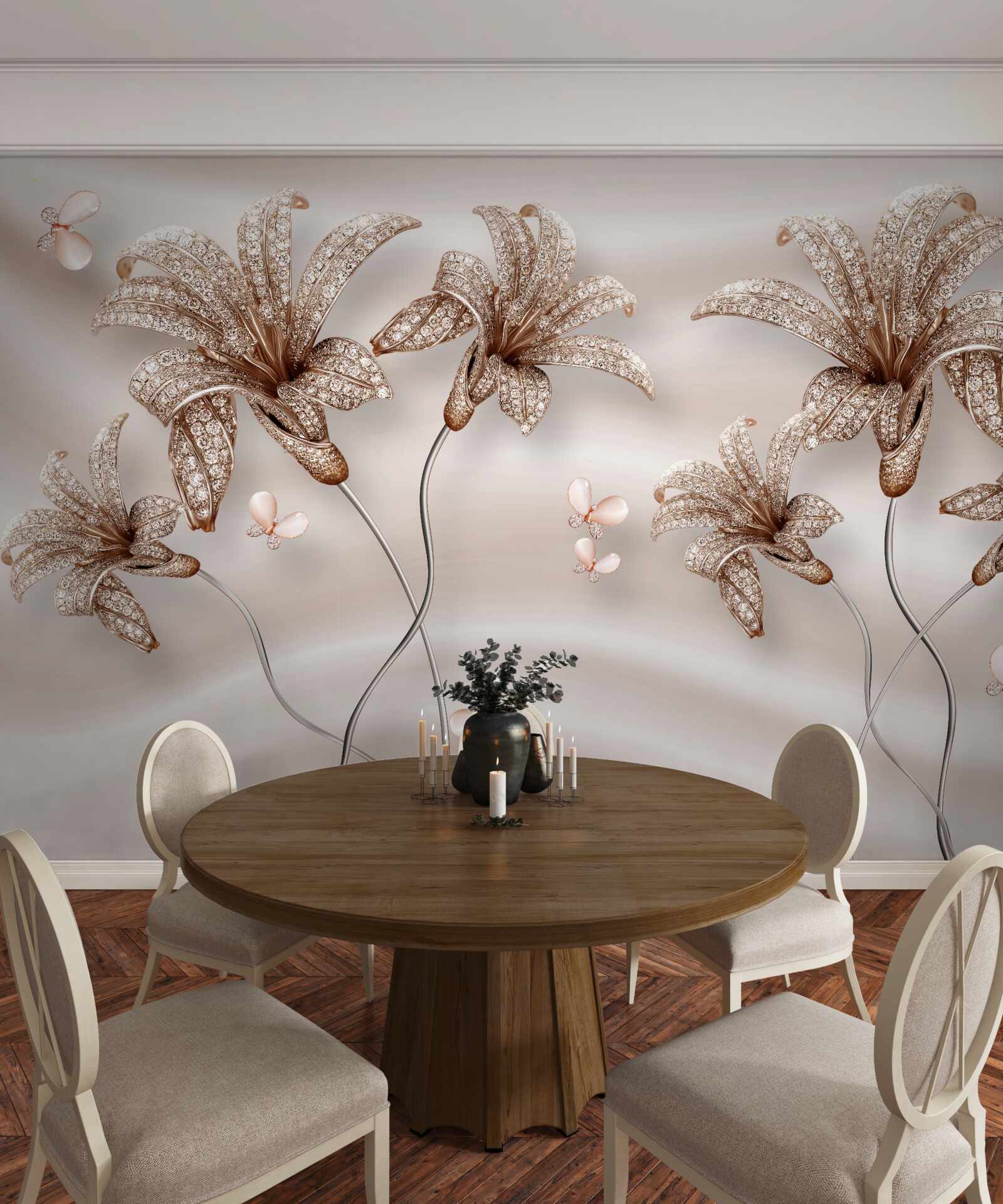 Fototapeta elegantné kvety ľalie na hodvábnom plátne