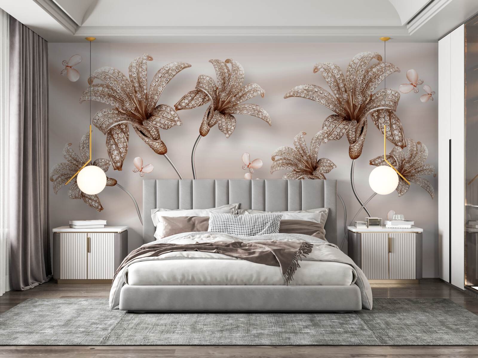 Fototapeta elegantné kvety ľalie na hodvábnom plátne