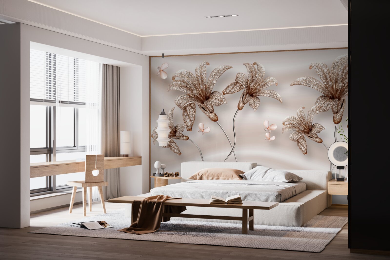 Fototapeta elegantné kvety ľalie na hodvábnom plátne