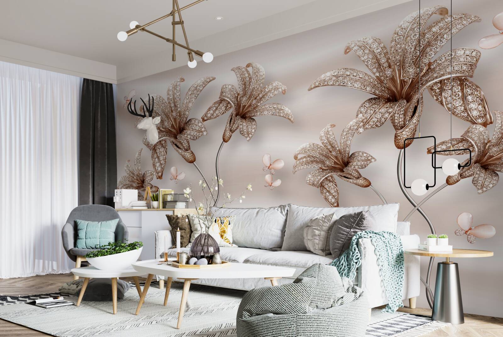 Fototapeta elegantné kvety ľalie na hodvábnom plátne