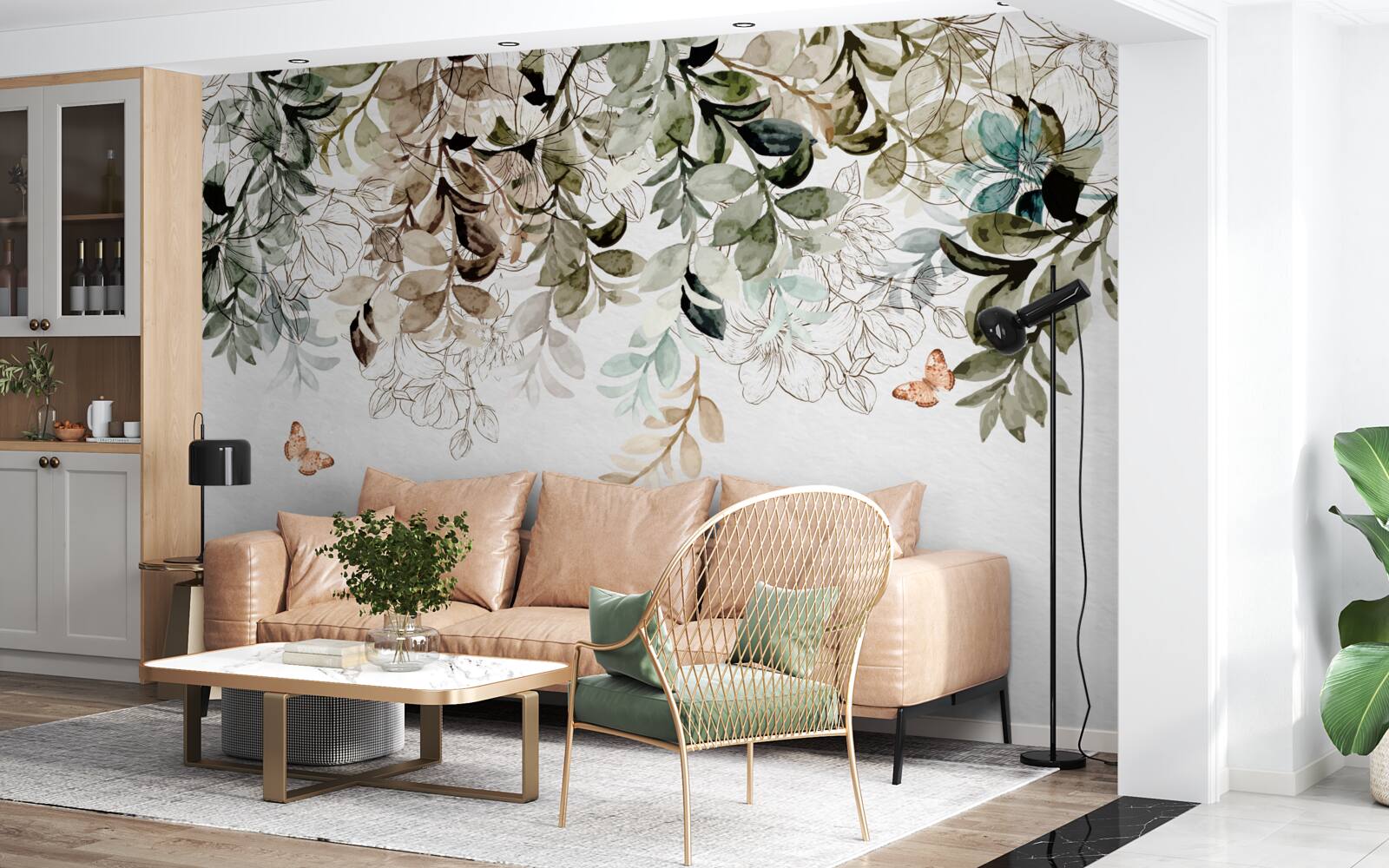 Fototapeta pod hustou pokrývkou listov krúžia motýle