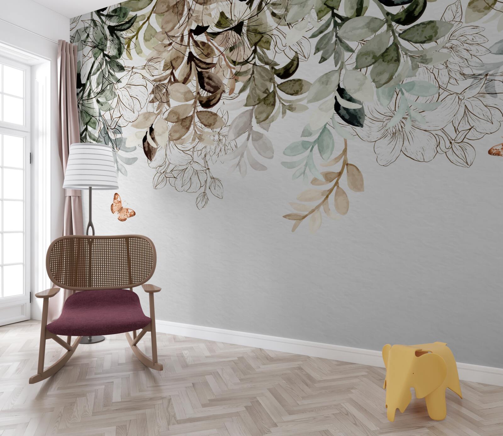 Fototapeta pod hustou pokrývkou listov krúžia motýle