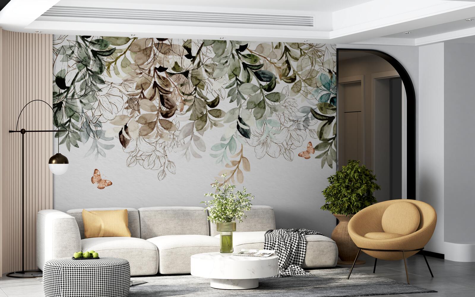 Fototapeta pod hustou pokrývkou listov krúžia motýle