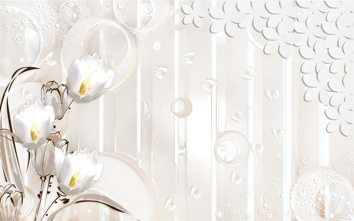 Fototapeta nádherné snehovo biele tulipány a kvapôčky vlhkosti