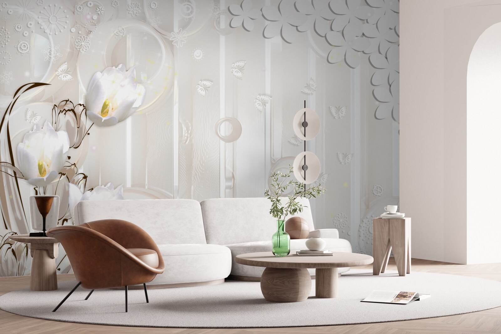 Fototapeta nádherné snehovo biele tulipány a kvapôčky vlhkosti