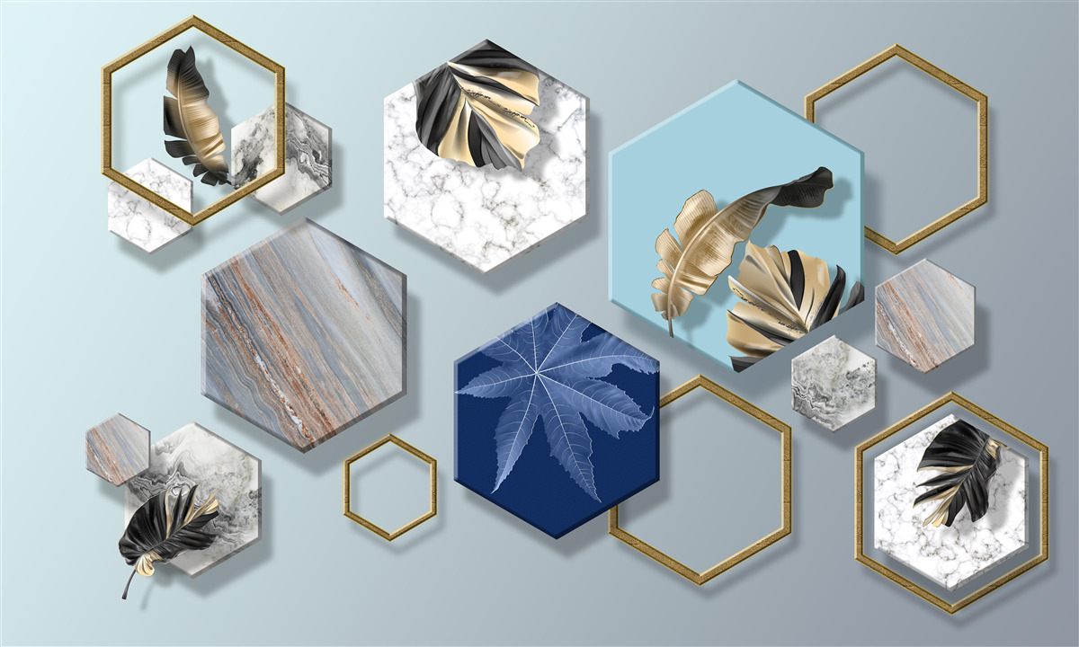 Fototapeta šesťuholníky s rôznym obsahom