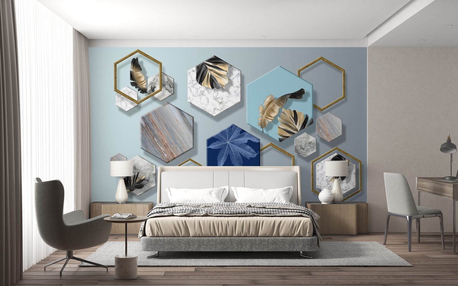 Fototapeta šesťuholníky s rôznym obsahom