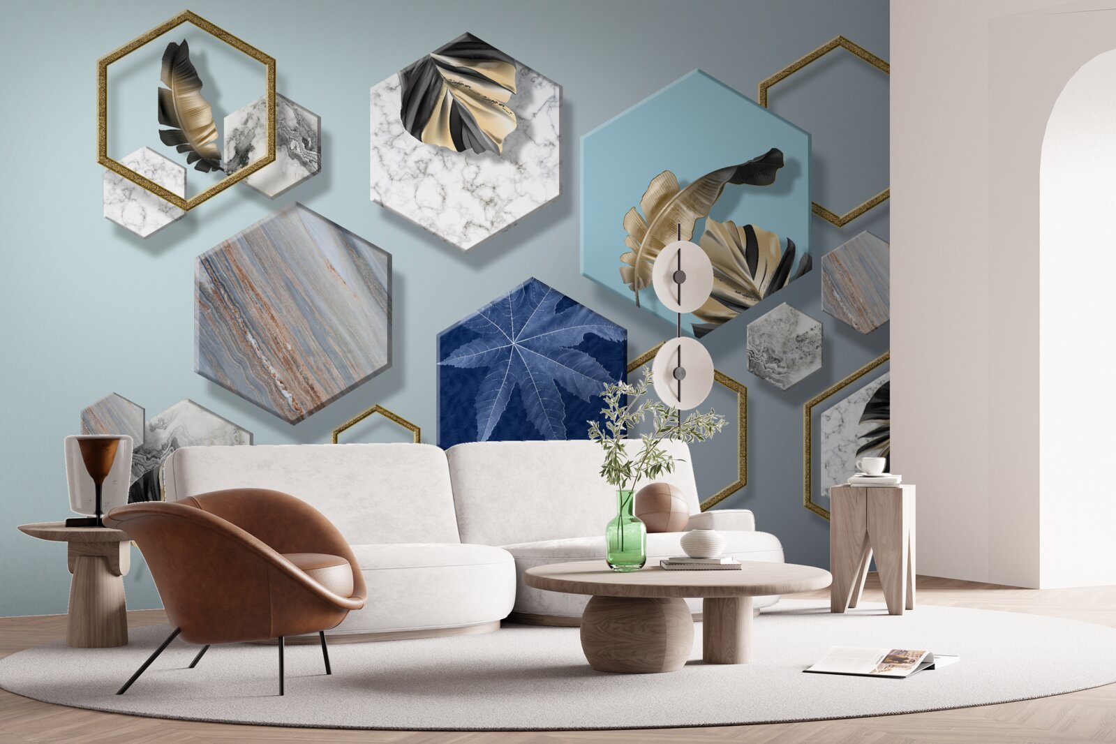 Fototapeta šesťuholníky s rôznym obsahom