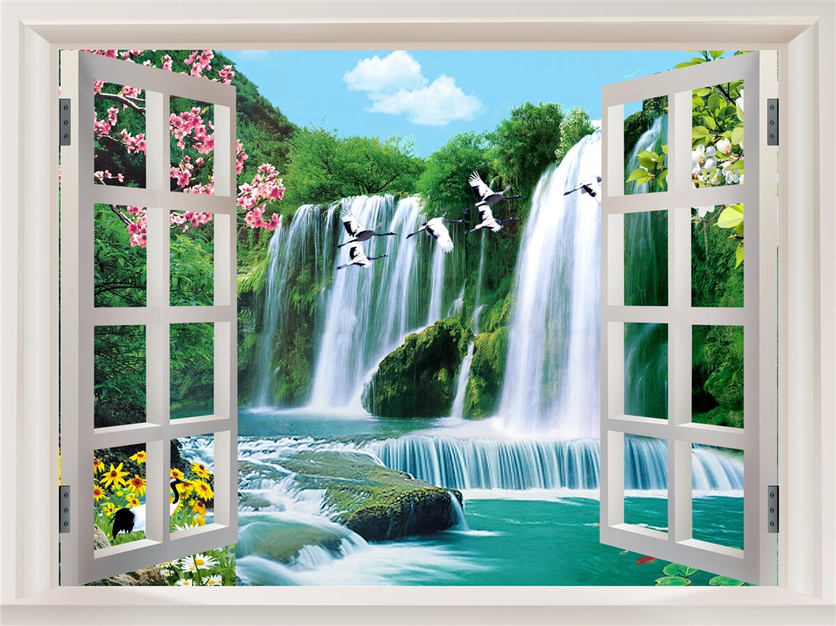 Fototapeta pohľad z okna na hlasné vodopády