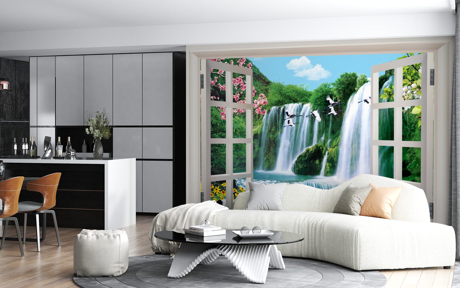 Fototapeta pohľad z okna na hlasné vodopády