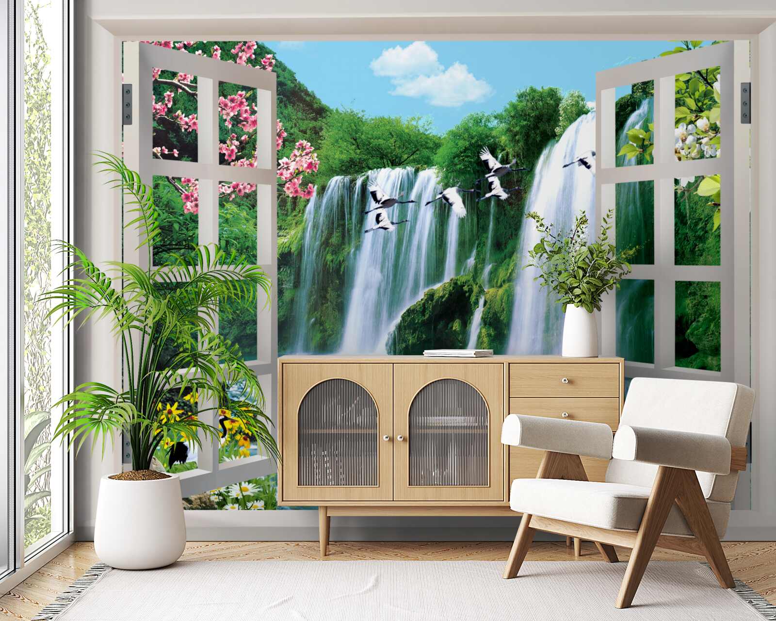 Fototapeta pohľad z okna na hlasné vodopády