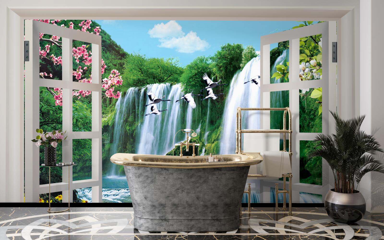 Fototapeta pohľad z okna na hlasné vodopády