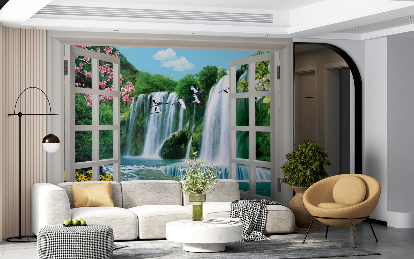 Fototapeta pohľad z okna na hlasné vodopády